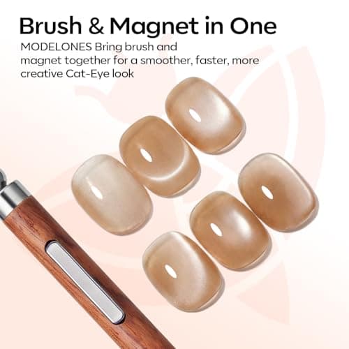 modelones Acrylic Nail Brush with Cat Eye Magnet, Flat Gel Nail Polish Brushes 3-in-1 Cateye Gel Polish Nail Magnet Double Head Nail Design Tool Pen Cat Eye Gel Nail Art Brush Professional Manicure view 5