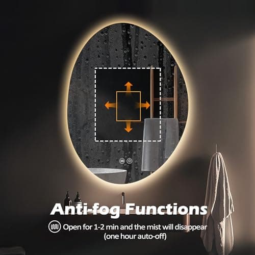 Yoding LED Bathroom Mirror with Lights 25x33 Inch, Stepless Dimmable Backlit Vanity Mirror with 3 Colors, Anti-Fog, Memory, Al-Alloy Lampshade, Frameless Smart Mirror (Horizontal/Vertical) view 7