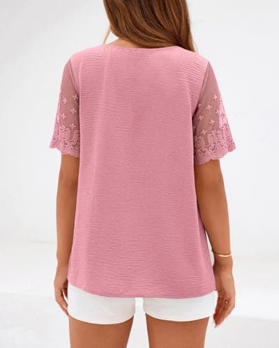 Zenlonr Women Tops Summer 2026 Short Sleeve Shirts Spring Vacation Fashion Dressy Casual Business V Neck Blouses view 5