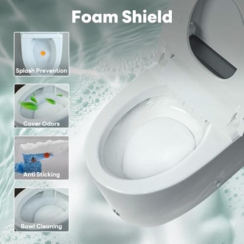 Casta Diva Smart Toilet With Bidet Built In Auto Open Foam Shield K030PRO | 1000G MaP Flush, Heated Seat, Foot Sensor Quiet Auto Flush , Bidet Toilet with Tank, Warm Water & Dryer view 5