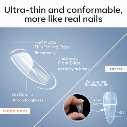Modelones Long Square XXL Fake Nail Tips - 504Pcs Gel Tips Pre-shaped Half Matte Full Cover Clear Acrylic Gel Kit False Press on Nails for Extension DIY Salon 12Sizes view 4