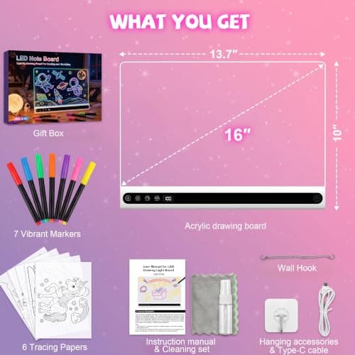 Rechargeable Led Drawing Board for Kids with Music, 3-12 Year Old Gifts view 4