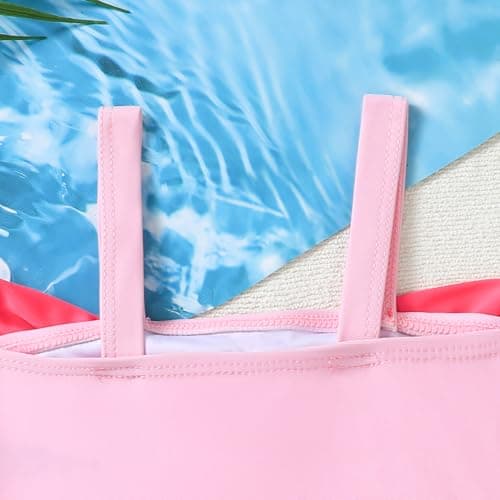 YWFSHOP Baby Girl Swimsuit Infant Swimwear Toddler Girls One Piece Color Block Ruffle Bow Summer Beach Tankini Bathing Suit view 4