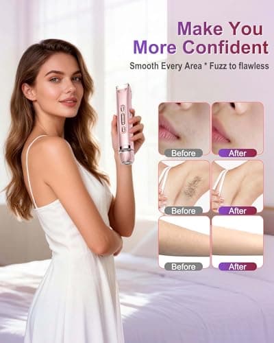 VEGITERIA Bikini Trimmer for Women with LED Light, Dual Head Electric Razors for Women, Painless Electric Shaver for Bikini, Face, Legs & Sensitive Skin,Waterproof Hair Removal Tool view 4