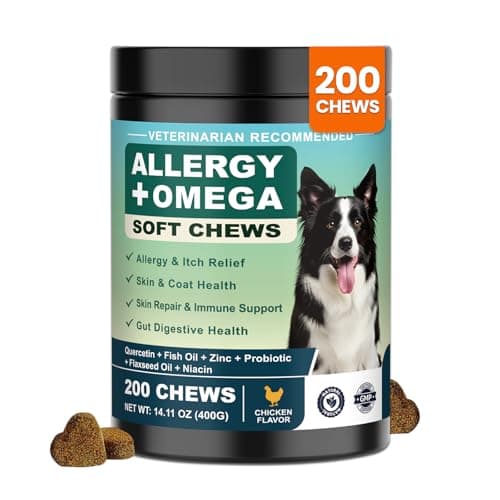 Dog Allergy Chews Omega 3,Itch Relief Multivitamin Medicine for Dogs Itching Skin Relief and Aller Immune Pet Allergy Dog Anti Itch Chews Pills Meds Medicine for Dogs Chicken Flavor — image 1