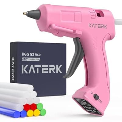 Katerk 3.7V Cordless Hot Glue Gun Kit, 90s Fast Heating, Mini Glue Gun with 15 Glue Sticks, USB-C Rechargeable with 2000mAh Built-in Battery, Ideal for DIY, Gift Making, School Crafts & Repairs (Pink)