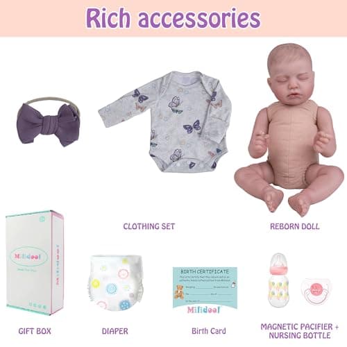 Milidool Reborn Baby Dolls, 20Inch Cute Soft Vinyl Realistic Newborn Baby Doll Poseable Lifelike Real Life Baby Dolls with Accessories for 3+ Year Old Girls Gifts, Pretend Play, Collection view 6