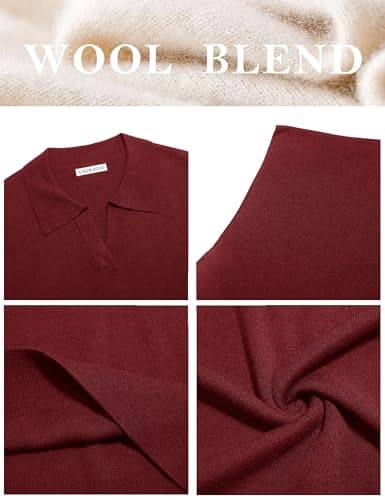 LaGracia Womens Cropped Short Sleeve Sweaters Business Casual Collared Polo Sweaters Lightweight Wool Blend Crop Tops view 6