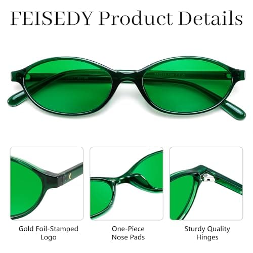 FEISEDY Retro Oval Sunglasses for Women Cat Eye 90s Lightweight Narrow Shades Trendy Sun Glasses B4196 view 5