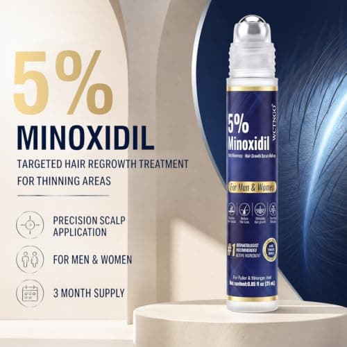 5% Minoxidil Hair Growth Serum Roll-On for Men & Women, Scalp Applicator for Hair Regrowth Treatment with Rosemary & Biotin, Fast-Absorb Herbal Blend, Non-Greasy, Easy Dosage Control, 3pack（2.6oz) view 6