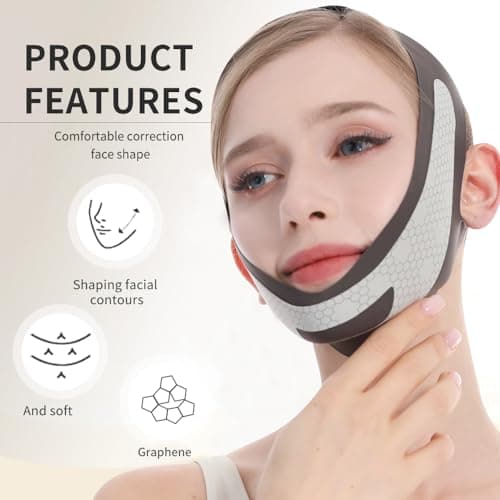 CGYISOL Graphene V Line Lifting Mask, Face Lifting Strap for Sleeping, Reusable & Adjustable Chin Strap for Jawline Lifting, Double Chin Lifting Straps for Women, Black view 4