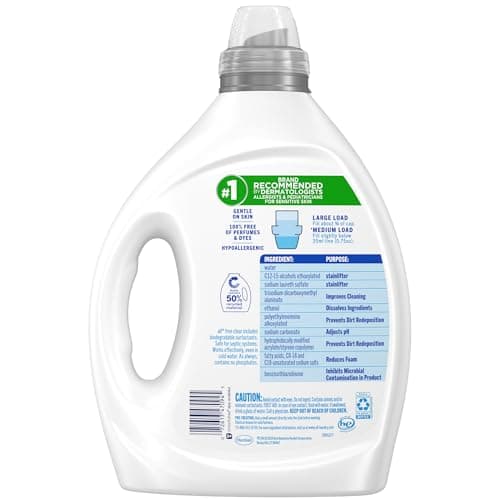 all free clear, Original, Liquid Laundry Detergent for Sensitive Skin, Unscented and Hypoallergenic, Concentrated, 82.5oz, 110 Loads view 5