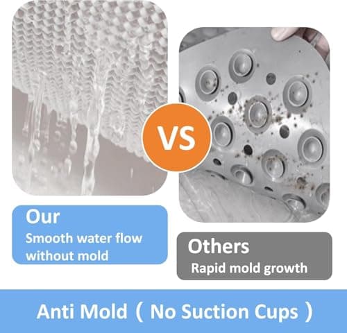 LYGLIGH Square Shower Mat, 31'X31'' Super Non Slip Shower Mats for Inside Shower, Soft PVC Loofah Bath Mat Without Suction Cups for Tub, Quick-Dry, Easy Clean Bathroom Floor Accessories, Grey view 6