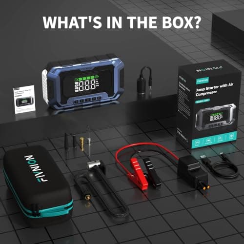 FIVNION Real 74Wh Jump Starter with 160PSI Air Compressor, PD65W Fast Charging 12V Jump Box (All Gas/10L Diesel) view 4