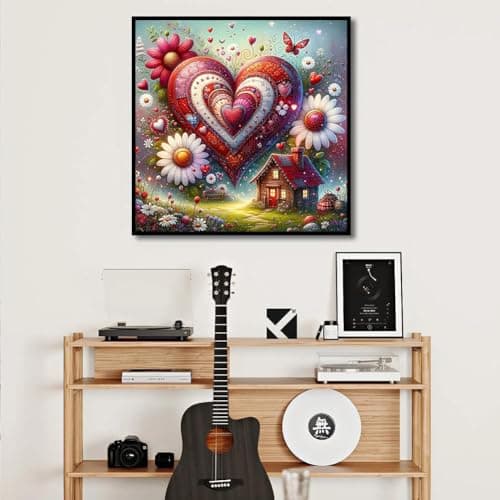 igoodom Diamond Art Kits for Adults, Love and House Diamond Painting Kit, Full Drill Round Diamond Art Kits, DIY Gem Art and Crafts for Home Wall Decor Gift 14x14inch view 5