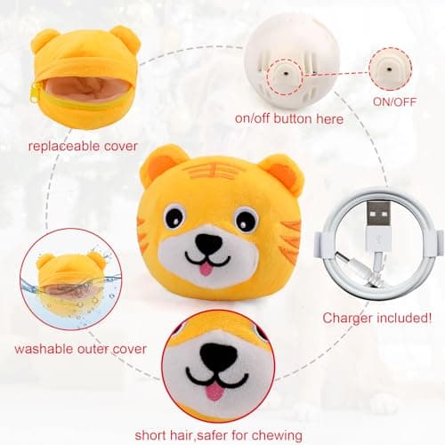 Mity rain Interactive Dog Toys, Active Moving Pet Plush Toy for Dogs, Dog Squeaky Moving Ball Toys with Chewable Plush Cover&Music for Small Medium Large Dogs Chasing (Tiger Pattern) view 6
