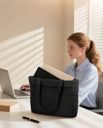 WANDF Work Tote Bag for Women, Puffy 15.6" Laptop Bag with Cup Holder, Quilted Handbag Travel Gym Bag for Nurse Teacher view 2