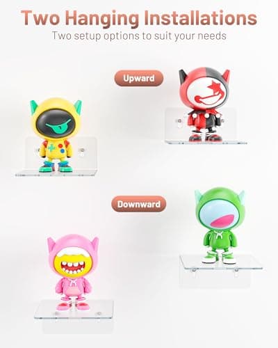 LMHOME 4 Pack Small Wall Shelf - 4" Floating Shelves for Wall Display Ledges for Funko Pop Figures, Plants, Speakers, Durable Plastic Adhesive or Screw Shelves in Bedroom Kitchen Living Room, Clear view 5