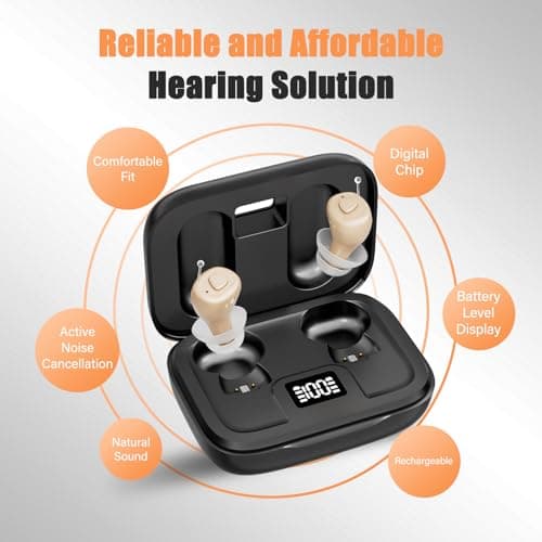 Digital Rechargeable Invisible Hearing Aids for Seniors | Crystal Clear Sound | Intelligent Noise Reduction | Ergonomic Comfort Fit | One-Button Control | Up to 100H Battery Life view 5