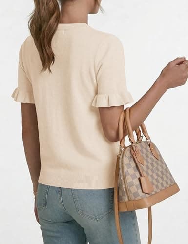 LaGracia Women's Short Sleeve Sweater Crewneck Summer Sweater Business Casual Tops Trendy 2026 view 4