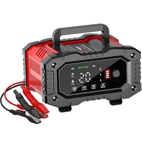 Battery Charger for Car 20A 12V/24V LiFePO4 Trickle Charger Maintainer | Car battery charger Lead Acid Compatible with Temperature Compensation for Car Truck Motorcycle Lawn Mower Boat — image 1