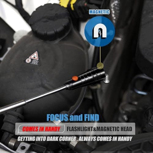 VIBELITE Extendable Magnetic Flashlight with Telescoping Magnet Pickup Tool-Cool Gadget Gifts for Men, Him, Teen Boys, Dad, Father, Mechanic, Boyfriend, Women, Birthday Gifts for Men, Black, 2 Pack view 6