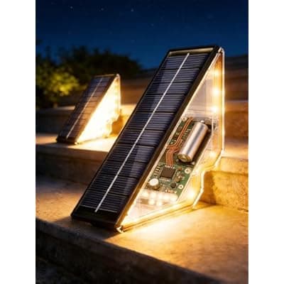 BSTOT Solar Powered Step Lights for Outside Waterproof Led, Deck Outdoor Decor Stair Stairwell Lighting for Front Door, Patio, Back Porch, Ring Pathway (Warm White, 4pcs)