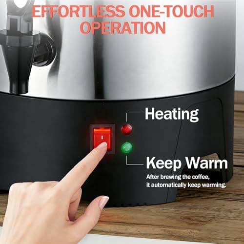 Large Commercial Coffee Urn 160 Cup Percolate Coffee Maker Stainless Steel Hot Beverage Dispenser with Cool-Touch Handles, Quick Brewing for Catering, Business, Church, Restaurant, Wedding, Gathering view 4