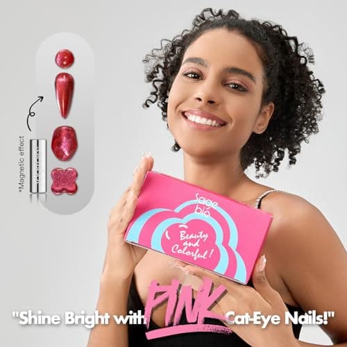 SAGEBIO Cat Eye Gel Nail Polish with Magnet Stick, 15ml Holographic Magnetic Effect Gel, Long-Lasting & Non-Toxic, Ideal for DIY Nail Art 02 view 2