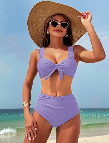 ZAFUL High Waisted Bikini Sets for Women Swim Suits 2026 Tummy Control Ruched Bikini Two Piece Bathing Suit Swimwear view 2