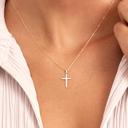 JNZSSWHJJH Easter Basket Stuffers - Cross Necklace for Women 18K Gold Plated Cross Necklace Dainty Gold Necklace for Women Teens Girls Gold Jewelry Easter Religious Christian Gifts view 2