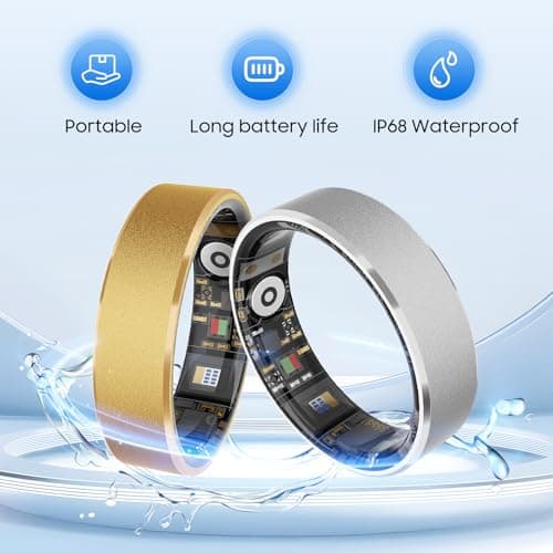 prxxhri Smart Health Ring, Featuring Stress and Sleep Monitoring Functions, Compatible with iOS and Android,Waterproof Fitness Tracker for Women & Men, No Subscription Fee. (Silver, 9) view 4