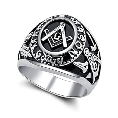 YLWJSP Freemason Gifts Masonic Biker Rings Masonic Master Mason Ring Freemason Signet Style Jewelry Mason Signet Band Jewelry