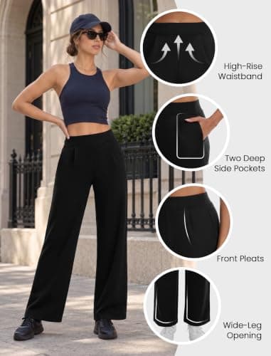 FireSwan Women's Modal Soft Wide Leg Pants High Waist Casual Lounge Pants view 6