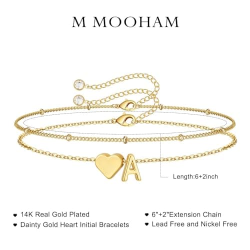 M MOOHAM Stocking Stuffers for Kids Teens Girls Women, Letter A-Z Bracelet view 6