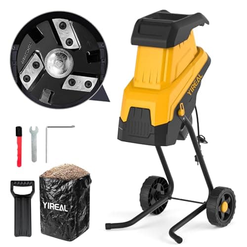 Yireal Upgraded 3-Blade Electric Wood Chipper 15-Amp,Chipper Shredder Detachable with Collection Bag 45L, 1.8 Inch Cutting Diameter Mulcher for Yard Branches Mulching Composting and Garden Cleanup — image 1