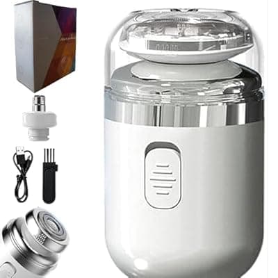 Mini Electric Travel Shaver for MenRechargeable Rotary Shaver WashablePocket Size Shaving Razor PortableClose Shave Beard Trimmer Wet & DryRotary Electrical Shave (White)