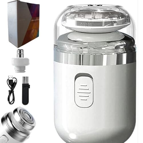 Mini Electric Travel Shaver for MenRechargeable Rotary Shaver WashablePocket Size Shaving Razor PortableClose Shave Beard Trimmer Wet & DryRotary Electrical Shave (White) — image 1