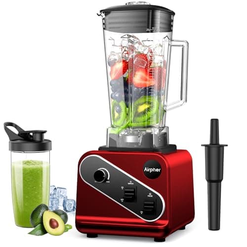 Blender 1200W, Professional Countertop Blender with 8-Blade Stainless Steel Blade for Quickly Crushing Ice, Fruit, Red — image 1