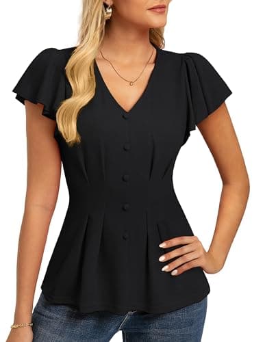 GRACE KARIN Summer Blouses for Women Dressy Casual, 2026 Ruffle Sleeve Peplum Tops, Business Work Shirt Fashioin Clothing — image 1