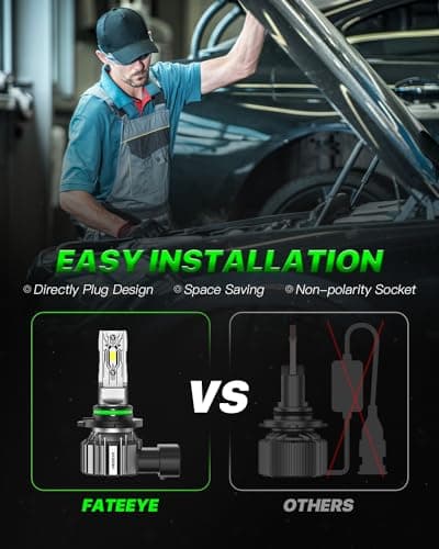 FateEye 𝟵 𝟬 𝟬 𝟱/𝗛𝗕𝟯 𝟵 𝟬 𝟬 𝟲/𝗛𝗕𝟰 Bulbs Combo – Pack of 4, Super Bright 𝟰𝟬,𝟬𝟬𝟬𝗟𝗠, 𝟭:𝟭 𝗦𝗶𝘇𝗲 6500K Cool White, Fanless Silent Design, 50000-Hour Lifespan view 3