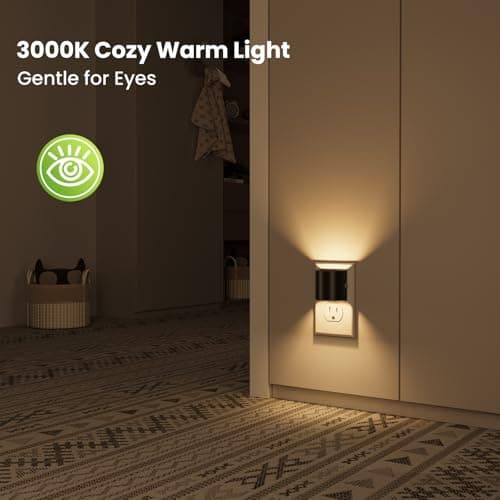 Night Lights Plug into Wall, LED Night Light 2 Pack, Soft Glow Night Lights with Dusk to Dawn Sensor, 3-Level Dimmable Nightlight, Up & Down Lighting Night Lights for Bedroom, Bathroom, Hallway view 2