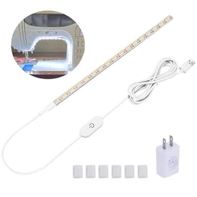 Hanbaak Sewing Machine LED Light Strip, Adhesive LED Sewing Strip Light with Touch Dimmer, 11.8in Sewing Light Strip and 6.6ft USB Cable, Cold White 6500K
