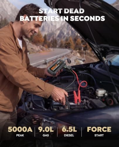 TREKURE Car Battery Jumper Starter Portable 5000A, Portable Car Jump Starter up to 10L Gas or 8L Diesel Engine, Jump Box, Jumper Cables for Car Battery, Magnetic Build, 2000LM Flashlight, Power Bank view 2
