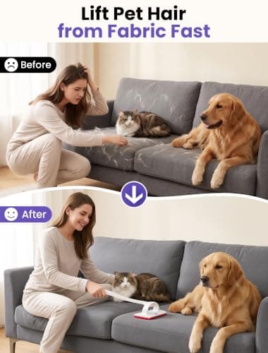 DELOMO Reusable Pet Hair Remover Brush for Furniture, Dog & Cat Fur Remover view 4