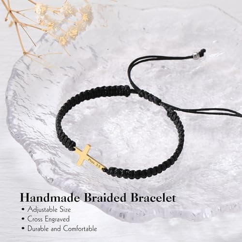 Sistble Christian Gifts Cross Bracelet for Men Easter Baptism Religious Gifts for Women Handmade Braided Bracelets Inspirational Confirmation Gifts for Teenage Girl Boys Jewelry view 5