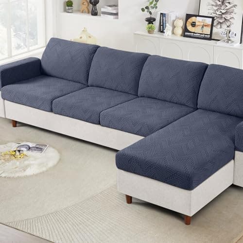 Ruaozz Couch Cushion Covers for Sectional Sofa Stretch Seat Cushion Covers Washable Sofa Slipcovers for L Shaped Soft Furniture Protector Pet Friendly (1 PC Seat or Back Cover, Blue Gray) — image 1