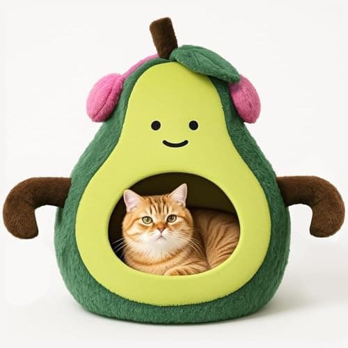 MOYMO Cute Cat Beds for Indoor Cats, Small Dog Beds, Soft Washable Pet Beds for Kitten and Puppy, Funny Avocado Cat Cave Cat Toys, 19 Inches — image 1