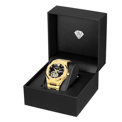 PIERRE RICHARDSON PR5922 Men’s Watch, Black Dial, 24K Pure Gold Plated, Automatic, Sapphire Glass, 41mm, 10ATM view 6