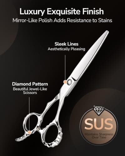 ULG Professional Hair Cutting Scissors & Shears, 6.5" 440C Japanese Stainless Steel Barber Scissors, Hand-Honed Razor Sharp Blades & Ergonomic Offset Handle for Salon & Home Use view 4